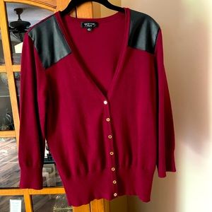 leather shoulder cardigan